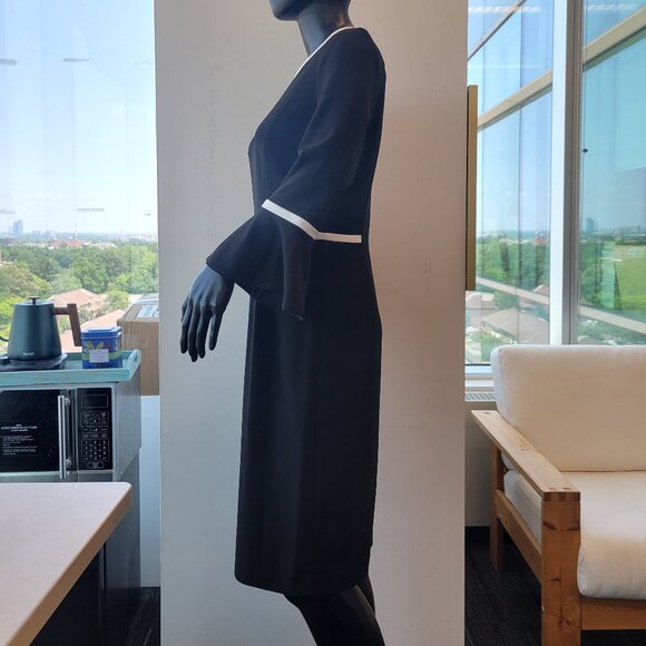 Calvin Klein Womens Bell Sleeve Dress with Contrast Piping - Picture 3 of 6